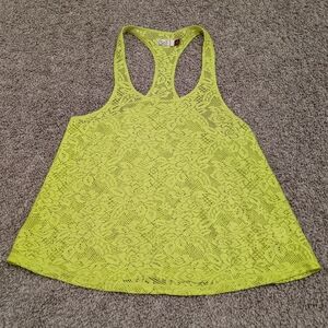 SO brand vintage y2k sheer mesh floral pattern lace neon lime green tank top